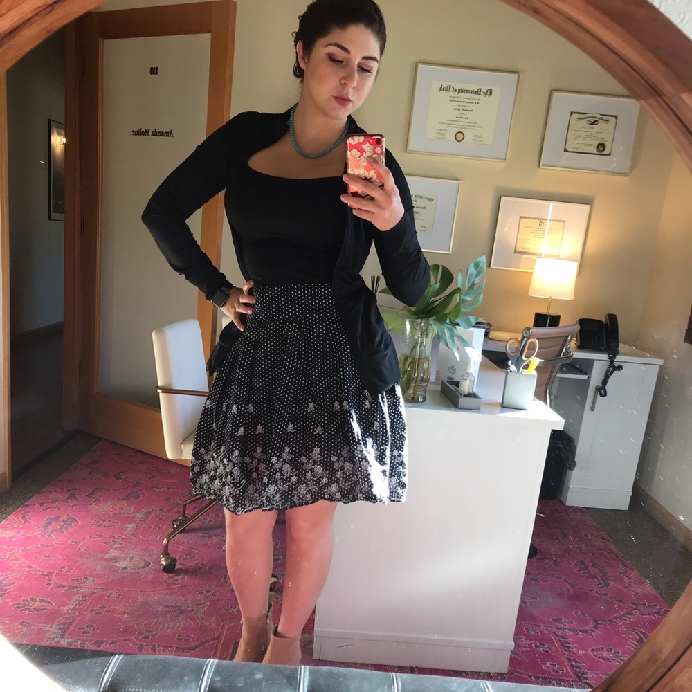 Vintage High Waist Flared Skirt  Polkadot